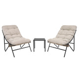3-Teiliges Bistro-Set – Grau mit Cremefarbenden Kissen - view 2