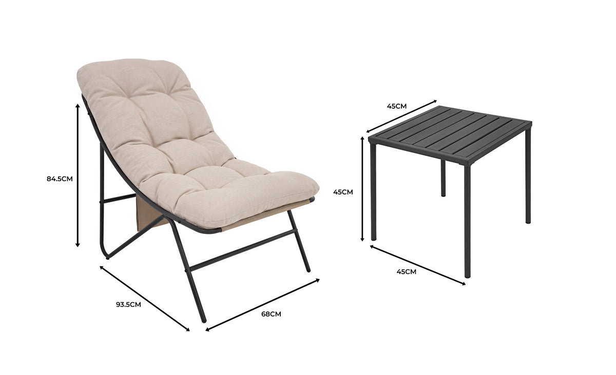 3-Teiliges Bistro-Set – Grau mit Cremefarbenden Kissen - view 5