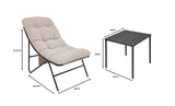 3-Teiliges Bistro-Set – Grau mit Cremefarbenden Kissen - view 5