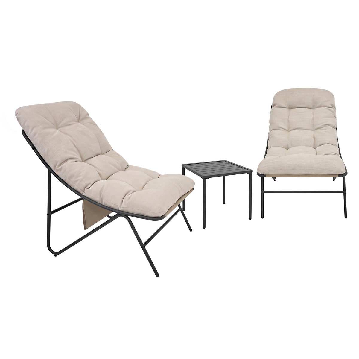 3-Teiliges Bistro-Set – Grau mit Cremefarbenden Kissen - view 9