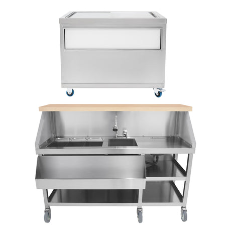 Mobiler Cocktail-Bar-Station mit 1000mm Eiswürfelwagen