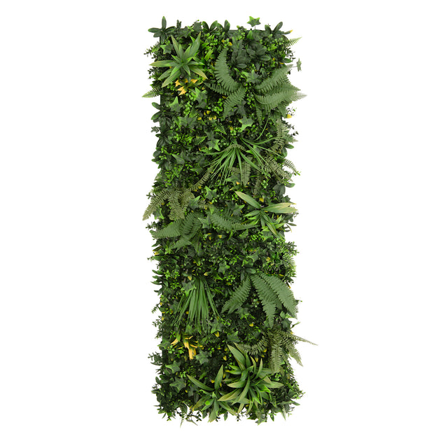Ayla Künstliche Wandfliese in 50 cm x 150 cm, üppige grüne Pflanzen, verschiedene Texturen und Blätter, ideal für moderne Innenräume