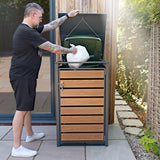 Mülltonnenbox aus Metall mit Holzoptiktür - view 12
