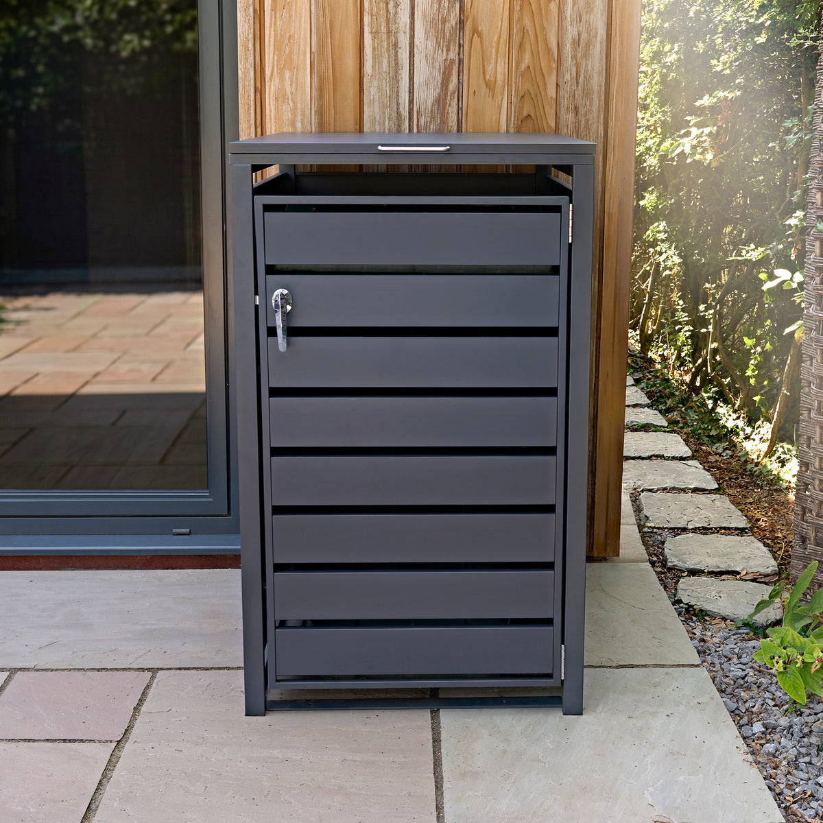 Mülltonnenbox aus Metall mit Grauer Tür - view 4