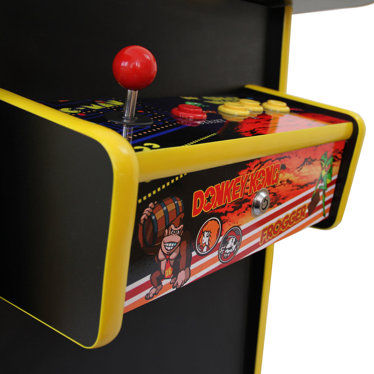 Bunter Arcade Spielautomat mit 60 klassischen Spielen, leuchtenden Tasten, einem Joystick und einem nostalgischen Design, das Retro-Gaming verkörpert