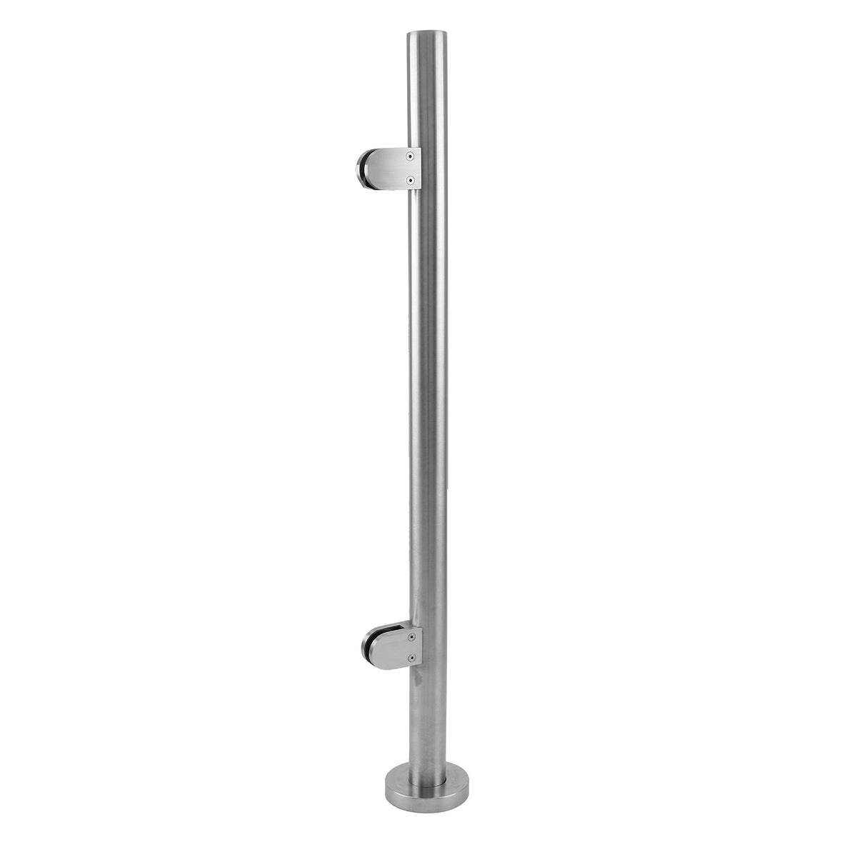 Eleganter Balustrade Endpfosten aus Edelstahl, 110 cm hoch, mit glänzender Oberfläche und stabilen Halterungen für eine moderne Treppensicherung