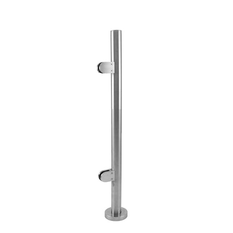 Hochwertiger Edelstahl-Balustrade Endpfosten in silberner Farbe, 90 cm hoch, mit glatter Oberfläche und stabiler Basis für sichere Befestigung
