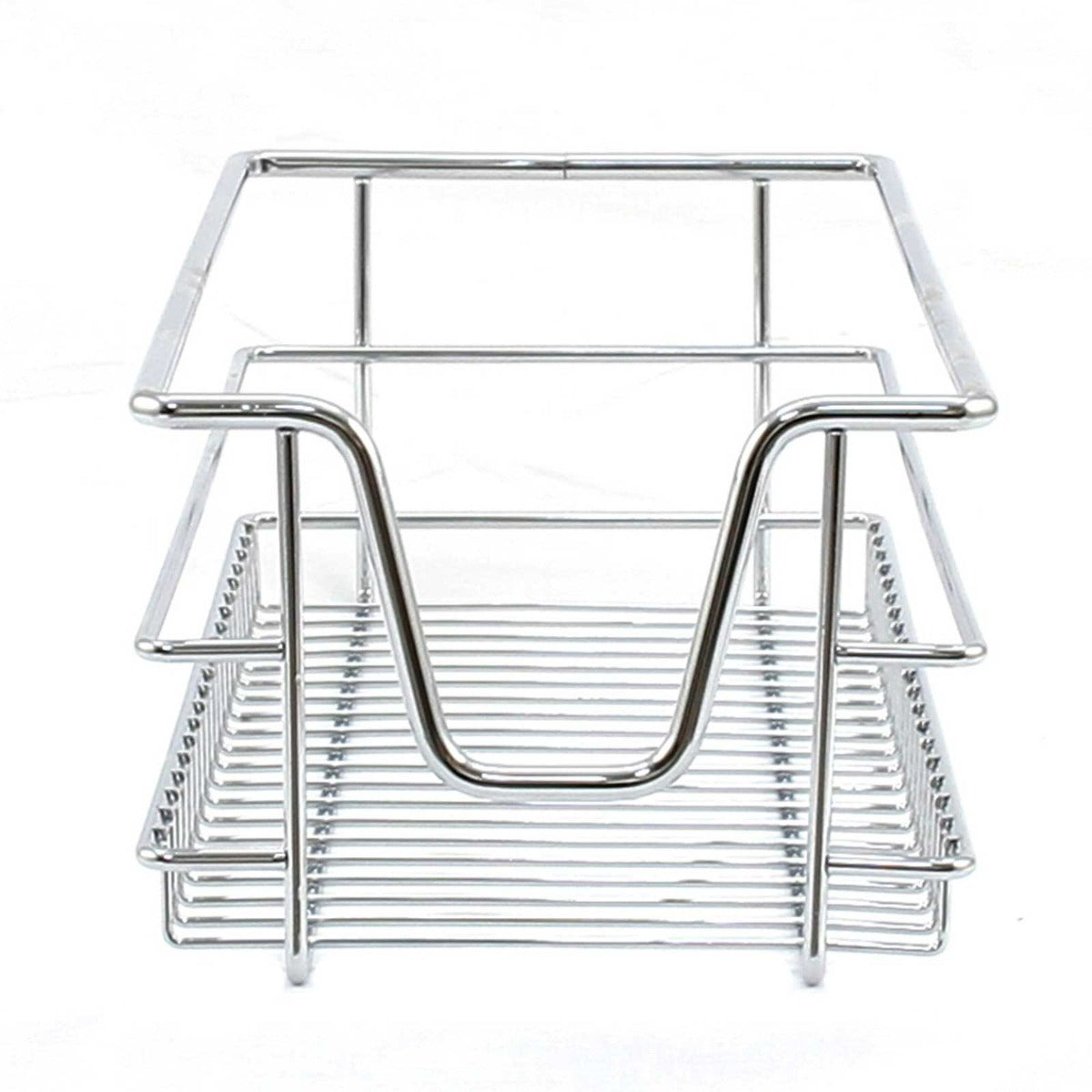 Ausziehbare Küchenschublade aus glänzendem, robustem Metall, ideal für 30 cm breite Schränke, mit einem offenen Gitterdesign für einfache Sichtbarkeit und Zugriff