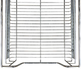 Ausziehbare Küchenschublade aus glänzendem Edelstahl, mit feinen Streben und stabiler Konstruktion, ideal für 30cm breite Schränke