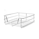 Ausziehbare Küchenschublade aus glänzendem Metall, mit einem offenen Gitterdesign, ideal für 40 cm breite Schränke zur optimalen Aufbewahrung