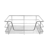 Ausziehbare Küchenschublade aus glänzendem Metall, rechteckig mit offenen Rosten, ideal für 50 cm breite Schränke, robust und funktional