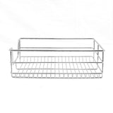 Ausziehbare Küchenschublade aus glänzendem Edelstahl, rechteckig, mit einem offenen Gitterdesign, ideal für 50 cm breite Schränke