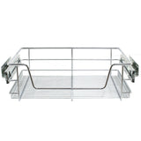 Ausziehbare Küchenschublade aus glänzendem Edelstahl, mit einem offenen Gitterdesign, ideal für 60 cm breite Schränke, bietet optimalen Stauraum