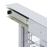 Silberner KuKoo Magic Corner Eckschrank mit glattem Metallfinish, rechte Öffnung, stabilen Schubladenführungen und robustem Design für die Küche