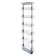 Ausziehbarer Vorratsschrank in Silber, 170cm bis 195cm hoch, mit sechs stabilen Drahtkörben für optimale Küchenorganisation und Stauraum
