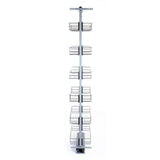 Ausziehbarer Vorratsschrank in Silber mit sechs Drahtkörben, ideal für Küchenorganisation, verstellbare Höhe von 170cm bis 195cm, schlankes Design