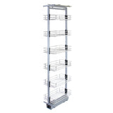 Hochwertiger, ausziehbarer Vorratsschrank in Silber mit sechs stabilen Drahtkörben, ideal für die Küche, verstellbare Höhe von 190-220 cm