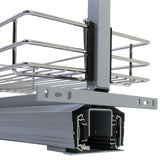 Ausziehbarer Vorratsschrank in Silber mit stabilen Drahtkörben und robustem Aluminiumrahmen, ideal für die Küche und platzsparend einstellbar