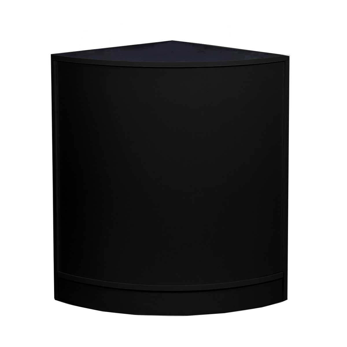 Eckige Verkaufstheke in elegantem Schwarz, mit glatter Oberfläche und modernem Design, ideal für Verkaufsräume und Messen