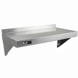 Robustes KuKoo Gastro Wandregal aus Edelstahl, 900 mm breit, mit glatter Oberfläche und stabilen Halterungen für eine sichere Montage an der Wand
