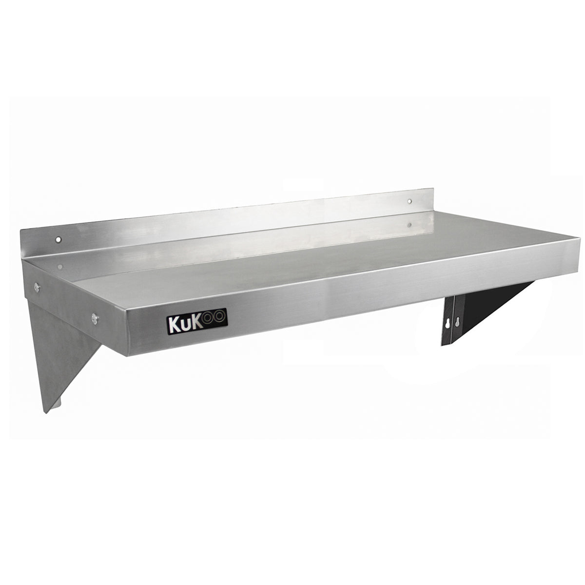 Robustes KuKoo Gastro Wandregal aus Edelstahl, 1000mm x 300mm, mit glatter, glänzender Oberfläche und stabilen Wandhaltern für Küchenorganisation