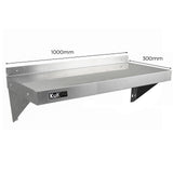 Hochwertiges KuKoo Gastro Wandregal aus Edelstahl, 1000mm x 300mm, mit glatter Oberfläche und stabilen Halterungen für eine sichere Montage