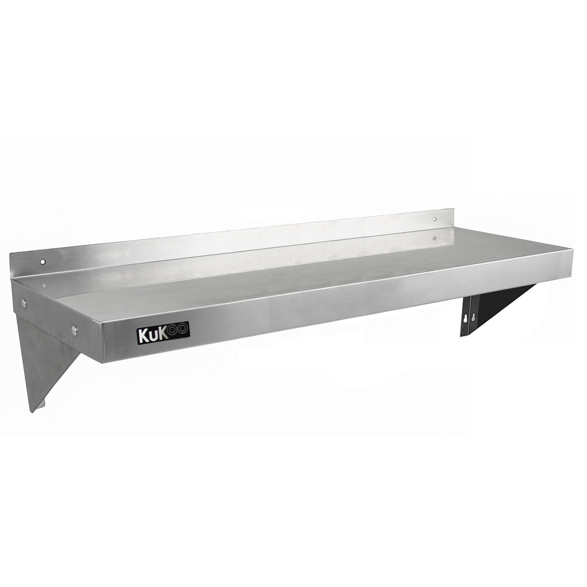 Helles, rostfreies Wandregal von KuKoo, 1250 mm x 300 mm, mit glatter Oberfläche und stabilen Halterungen, ideal für Gastronomie und Küchenorganisation
