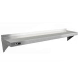 Hochwertiges KuKoo Gastro Wandregal aus rostfreiem Edelstahl, 1500 mm lang und 300 mm tief, mit glatter, glänzender Oberfläche und stabilen Halterungen