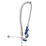 Hochwertige KuKoo Gastro Geschirrbrause mit flexibler, spiralförmiger Edelstahl-Duschschlauch und blauem Handgriff für effizientes Spülen