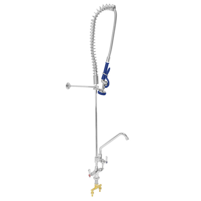 Hochwertige KuKoo Gastro Geschirrbrause aus Edelstahl mit flexibler Schlauchbrause, blauer Griff, glänzender Oberfläche und präziser Steuerung