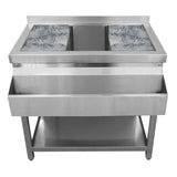 Gastro Cocktail Station aus Edelstahl mit zwei großen Kühlfächern, glänzender Oberfläche und stabiler, robuster Konstruktion für professionelle Nutzung