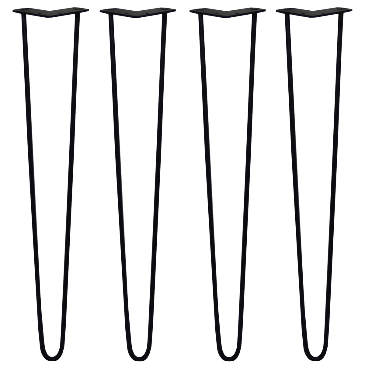 Schwarze Hairpin Tischbeine mit zwei Streben, 71 cm hoch, schlankes, modernes Design aus robustem Metall, ideal für DIY-Möbelprojekte