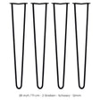 Schwarze Hairpin Tischbeine mit zwei Streben, 71 cm hoch, aus robustem Metall, schlankes, modernes Design für stilvolle Möbelprojekte