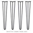 Schwarze 71 cm hohe Hairpin Tischbeine mit 3 Streben aus robustem Metall, ideal für moderne Möbelgestaltungen und DIY-Projekte