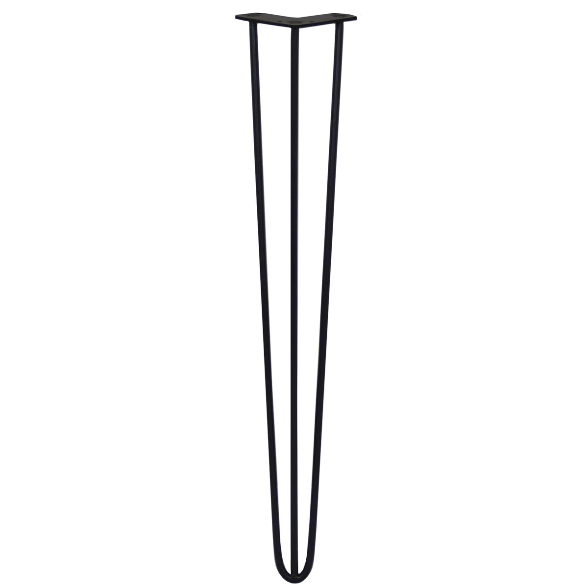 Schwarze 71 cm hohe Hairpin Tischbeine mit drei Streben aus robustem Metall, elegant geformt für moderne Möbelgestaltungen