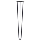 Schwarze 71 cm hohe Hairpin Tischbeine mit drei Streben aus robustem Metall, elegant geformt für moderne Möbelgestaltungen
