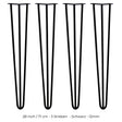 Schwarze Hairpin Tischbeine mit 3 Streben, 71 cm hoch, aus robustem Metall, ideal für moderne Möbelgestaltungen und DIY-Projekte