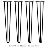 Schwarze Hairpin Tischbeine mit 3 Streben, 71 cm hoch, aus robustem Metall, ideal für moderne Möbelgestaltungen und DIY-Projekte