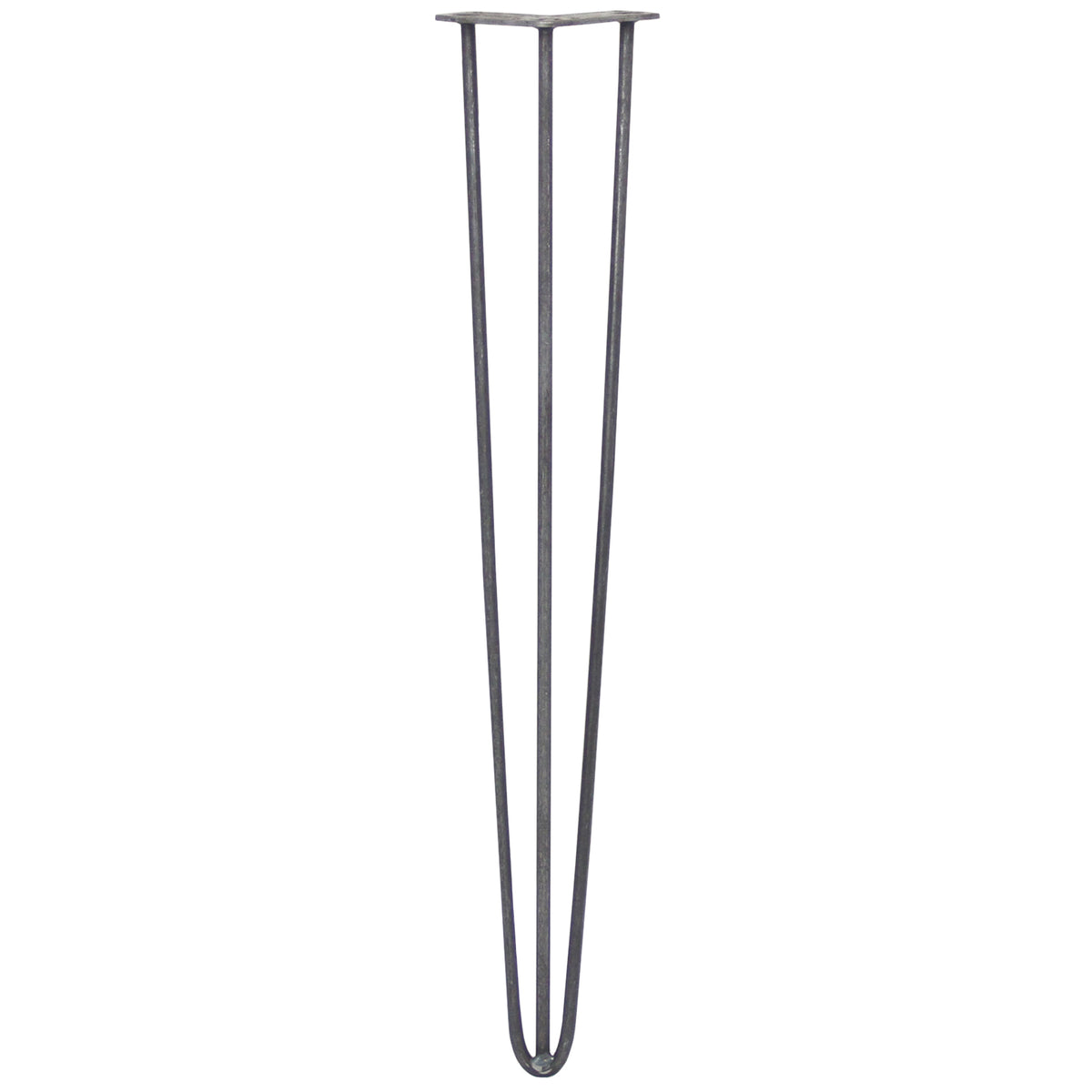 Schlichte, robuste Hairpin Tischbeine aus Rohstahl, 71 cm hoch, mit drei Streben und 10 mm Durchmesser, ideal für moderne Möbelgestaltungen