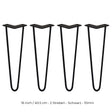 Schwarze Hairpin Tischbeine mit zwei Streben, 40,5 cm hoch, aus robustem Metall, elegant geschwungene Form für moderne Möbelgestaltung