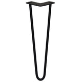 Schwarze Hairpin Tischbeine mit zwei Streben, 40,5 cm hoch und 12 mm dick, aus robustem Metall mit glatter, mattschwarzer Oberfläche