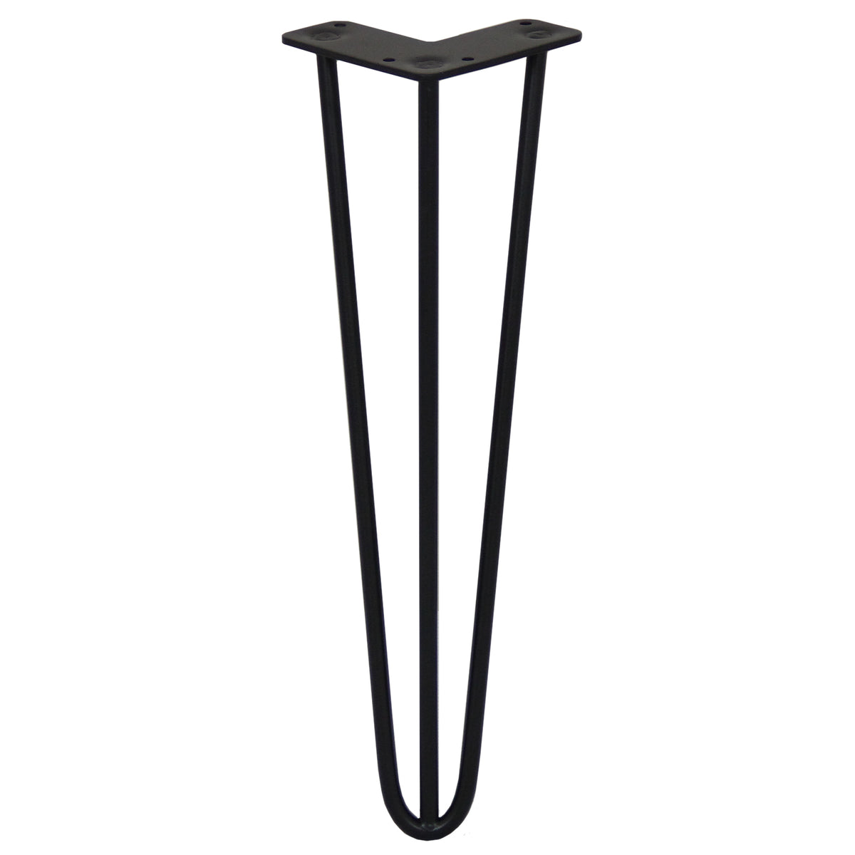 Schwarze Hairpin Tischbeine mit drei Streben, 40,5 cm hoch, aus robustem Metall, elegant geschwungen für modernes Möbeldesign
