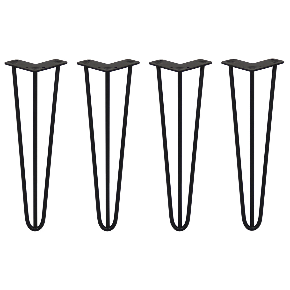 Schwarze Hairpin Tischbeine mit 3 Streben, 40,5 cm hoch, aus robustem Metall, ideal für moderne Möbelgestaltungen und DIY-Projekte