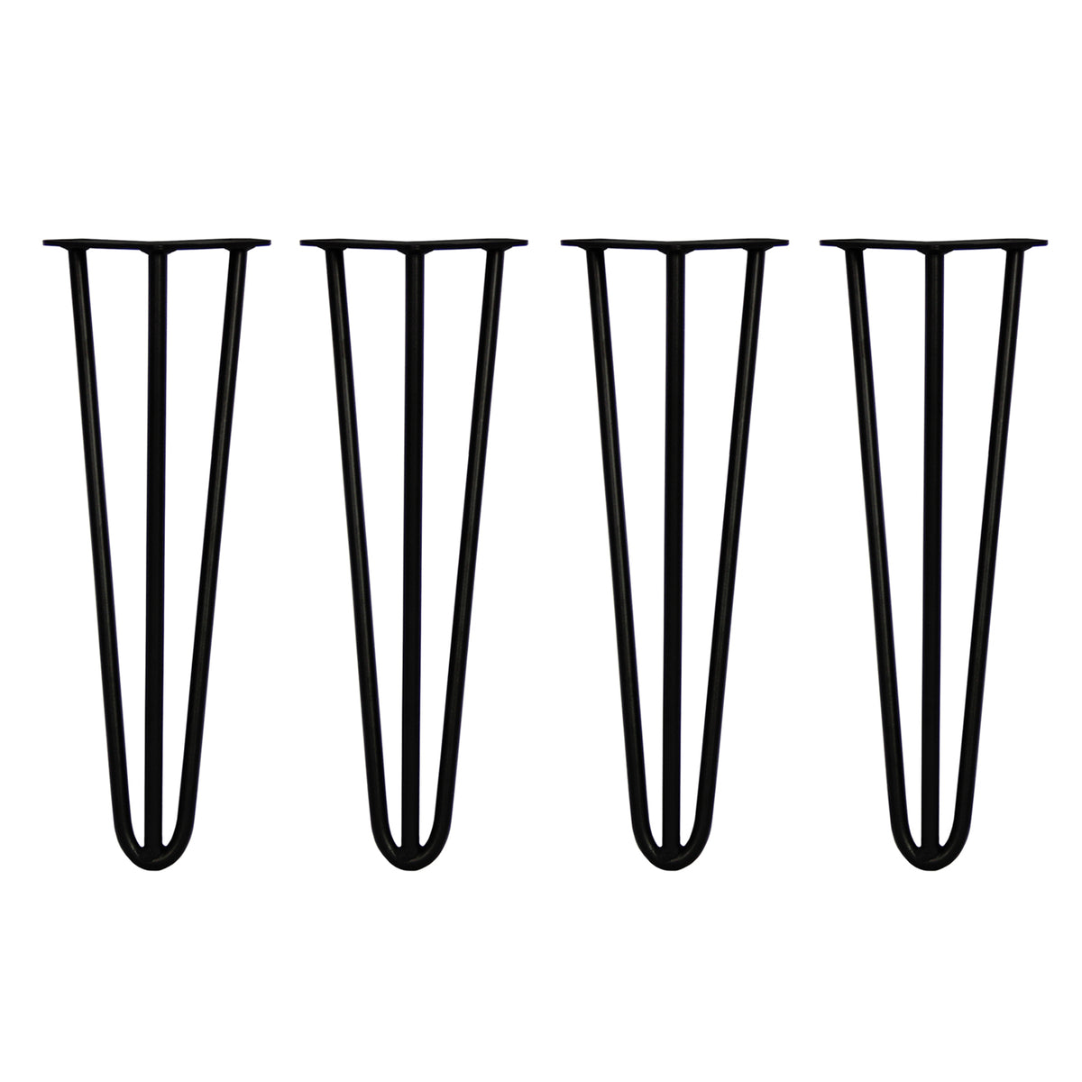 Schwarze Hairpin Tischbeine mit zwei Streben, 40,5 cm hoch und 12 mm dick, ideal für moderne Möbelgestaltungen und stabile Unterstützung