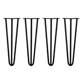 Schwarze Hairpin Tischbeine mit zwei Streben, 40,5 cm hoch und 12 mm dick, ideal für moderne Möbelgestaltungen und stabile Unterstützung