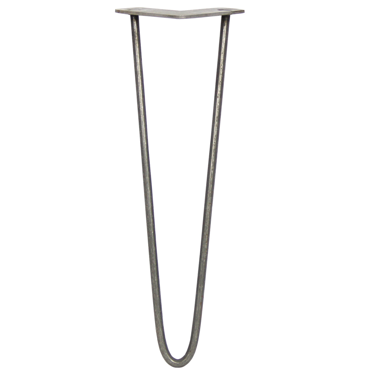 Schlanke, 40,5 cm hohe Hairpin Tischbeine aus Rohstahl mit zwei Streben, glänzende Oberfläche und elegantes, modernes Design für Möbelprojekte