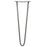 Schlanke, 40,5 cm hohe Hairpin Tischbeine aus Rohstahl mit zwei Streben, glänzende Oberfläche und elegantes, modernes Design für Möbelprojekte