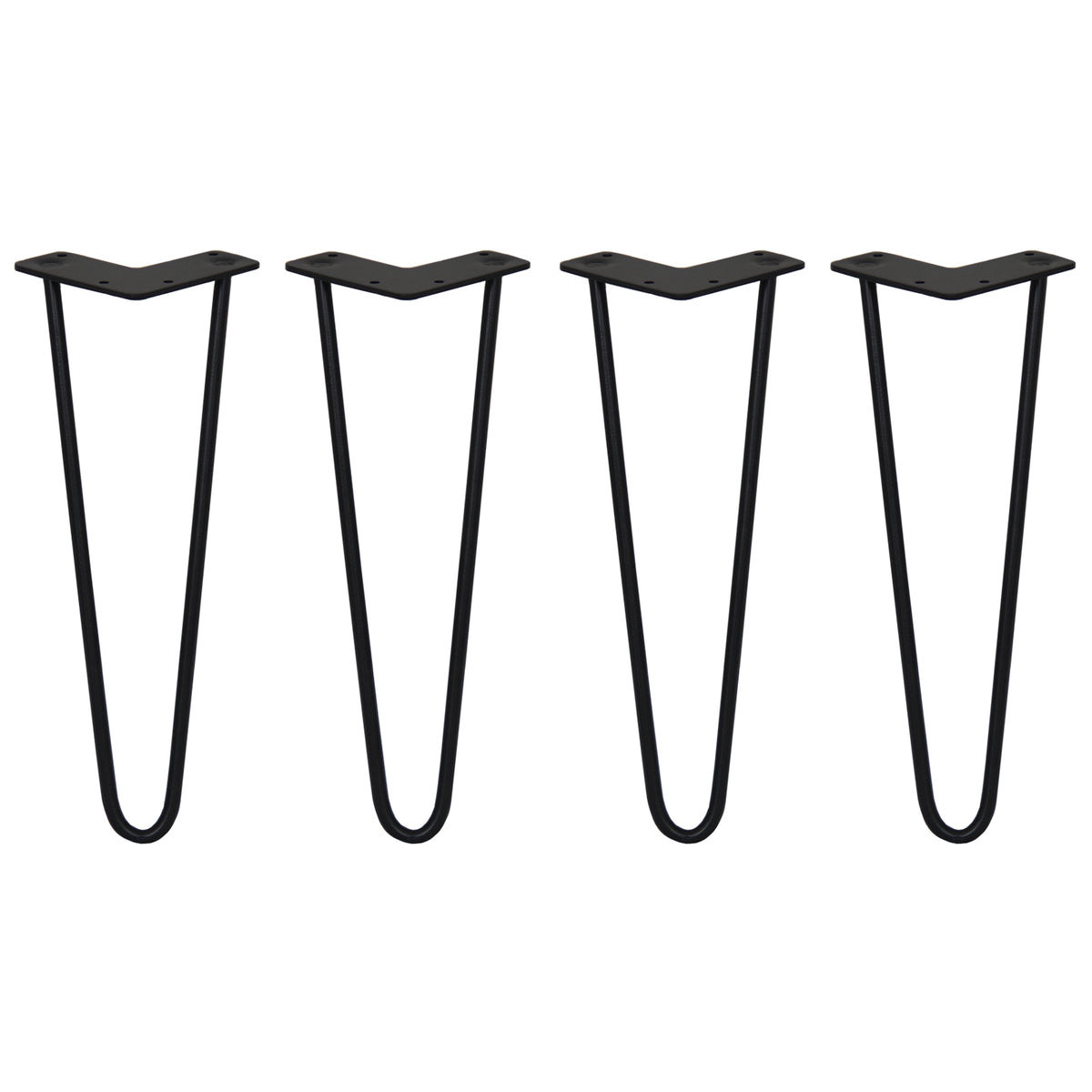 Schwarze Hairpin Tischbeine mit zwei Streben, 35,5 cm hoch, aus robustem Metall, elegant geformt für moderne Möbelgestaltung