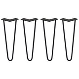 Schwarze Hairpin Tischbeine mit zwei Streben, 35,5 cm hoch, aus robustem Metall, elegant geformt für moderne Möbelgestaltung