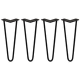 Schwarze Hairpin Tischbeine aus Metall, 35,5 cm hoch, mit zwei Streben und 12 mm Durchmesser, ideal für moderne Möbelgestaltungen